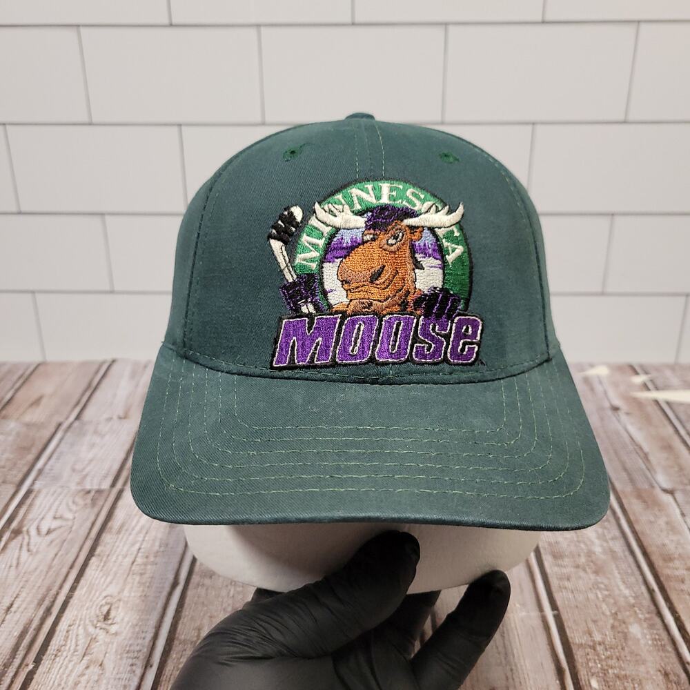 Vintage Minnesota Moose Hockey American Needle USA Snapback Hat NHL IHL